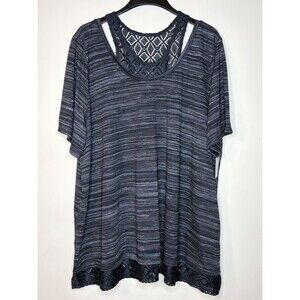 Catherines Gray Tunic With Black Lace Shirt Size 3X